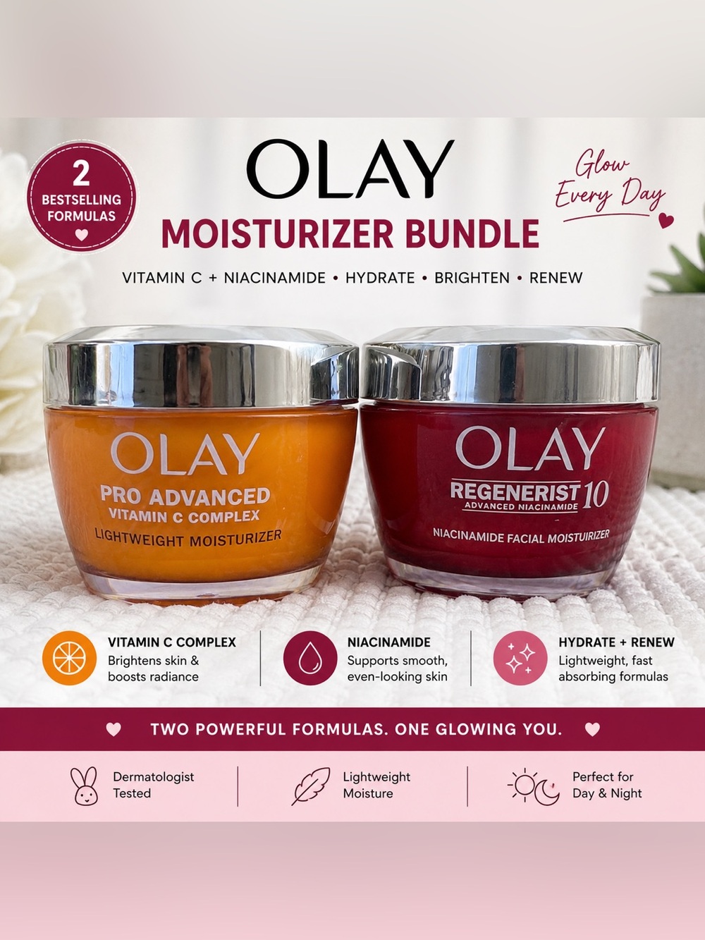 Olay Moisturizer Bundle – Pro Advanced Vitamin C + Regenerist Niacinamide